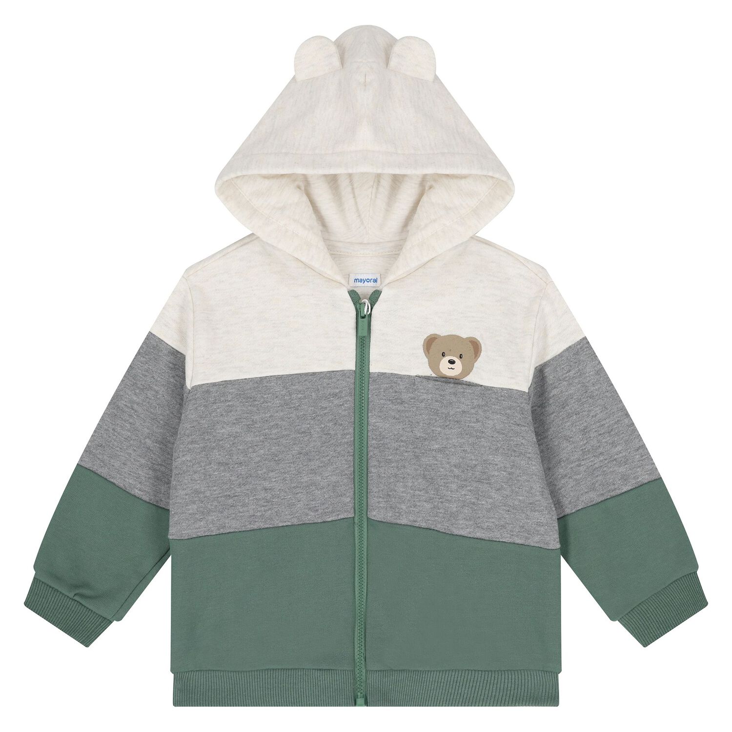 Younger Boys Ivory, Grey & Green 3-Piece Tracksuit, 2, hi-res