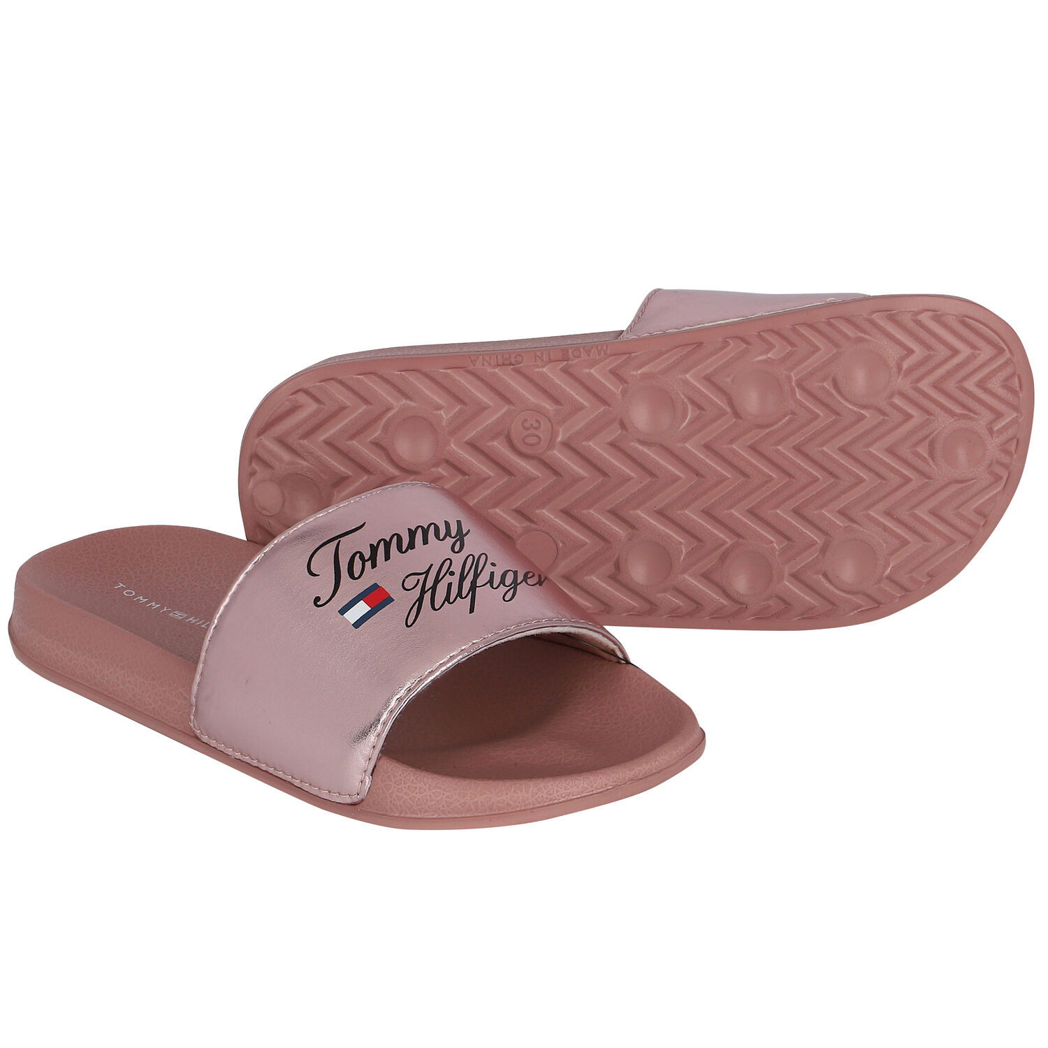 Girls Rose-Gold Logo Sliders, 1, hi-res