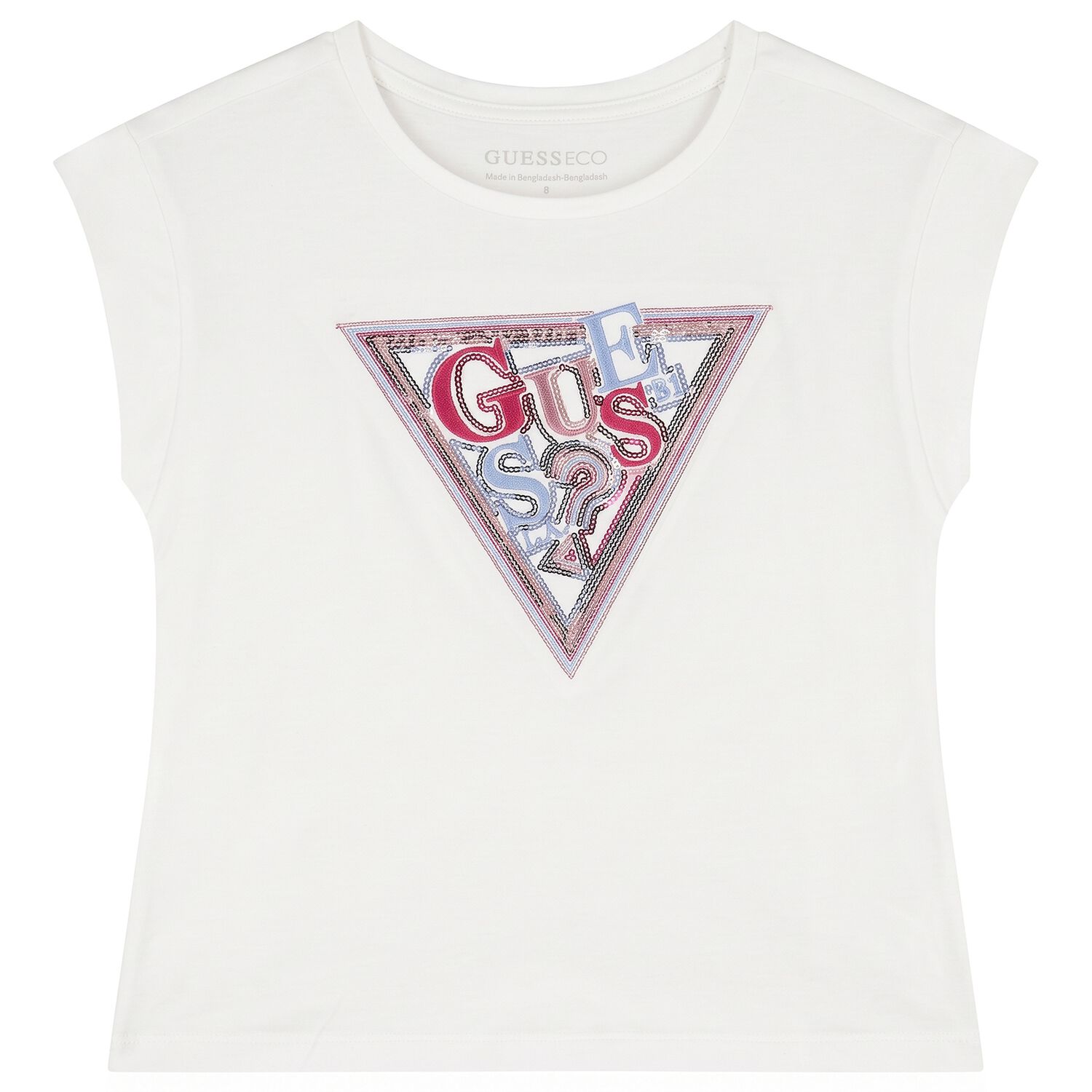 Girls White Embellished Logo T-Shirt, 1, hi-res