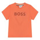 Younger Boys Orange Logo T-Shirt, 4, hi-res
