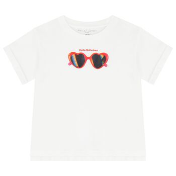 Girls White Sunglasses T-Shirt