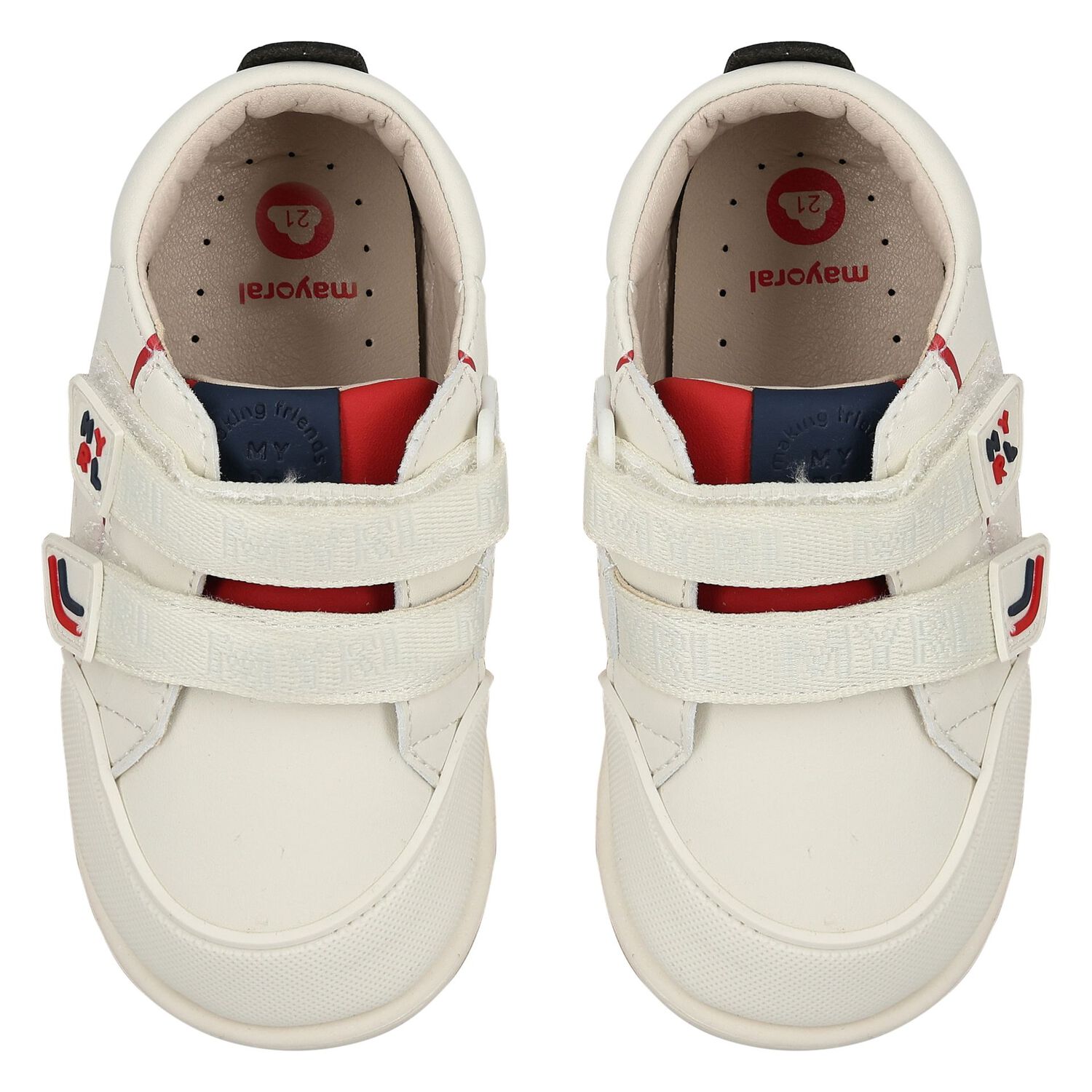 حذاء أولاد رياضى بالشعار باللون العاجي والأزرق , 1, hi-res image number null