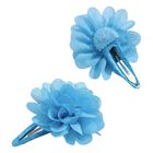 Girls Blue Flower Hairclips ( 2-Pack ), 3, hi-res
