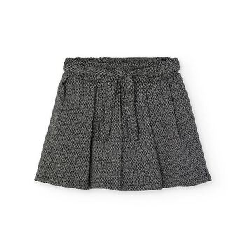 Girls Black & White Jacquard Skirt