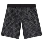 Boys Black Logo Shorts, 1, hi-res