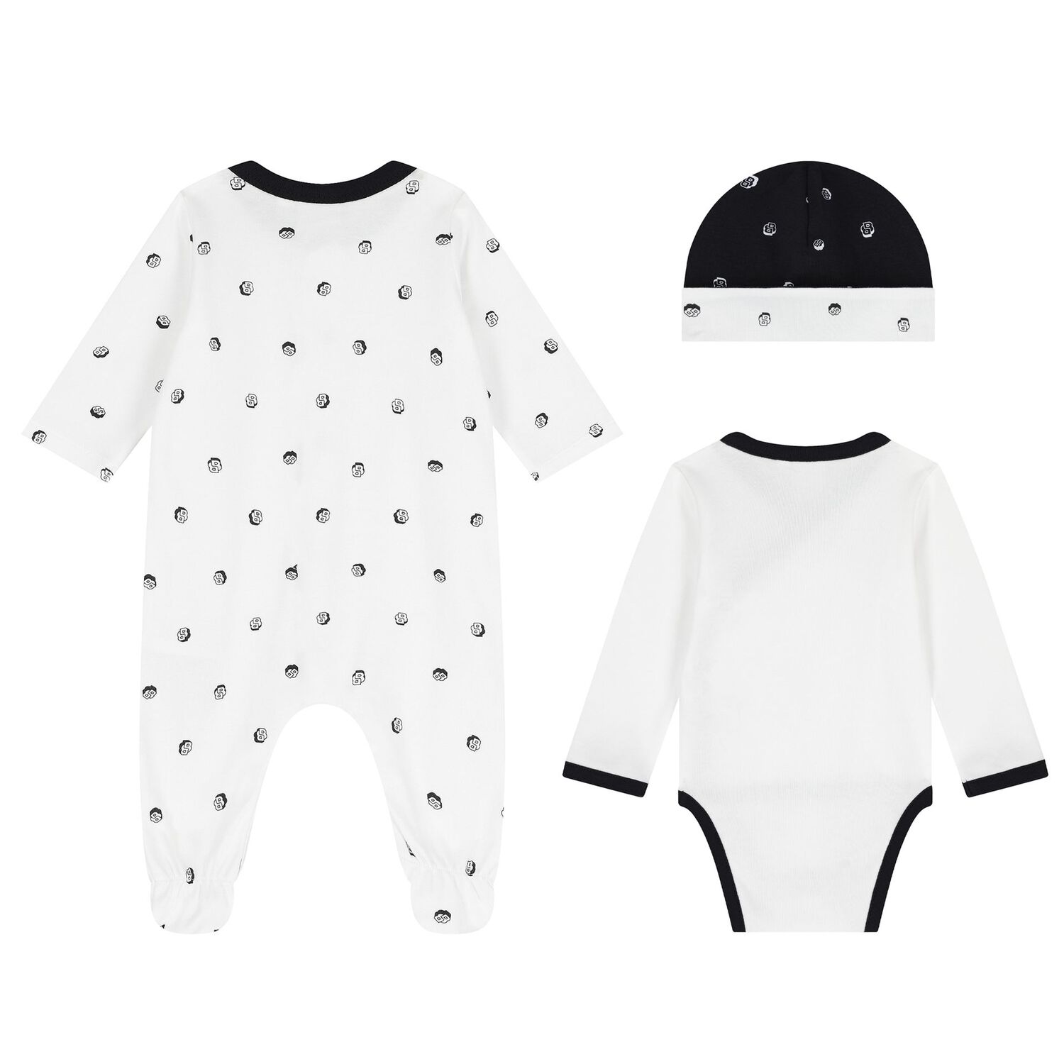 Baby Boys White & Black Logo Babygrow Gift Set, 1, hi-res