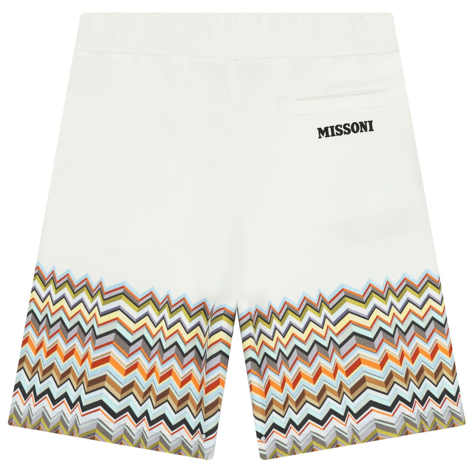 Boys White Logo Zig Zag Shorts, 1, hi-res