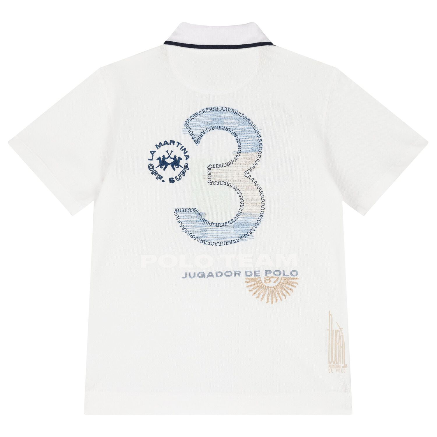 قميص بولو باللون أبيض بشعار للأولاد, 1, hi-res image number null