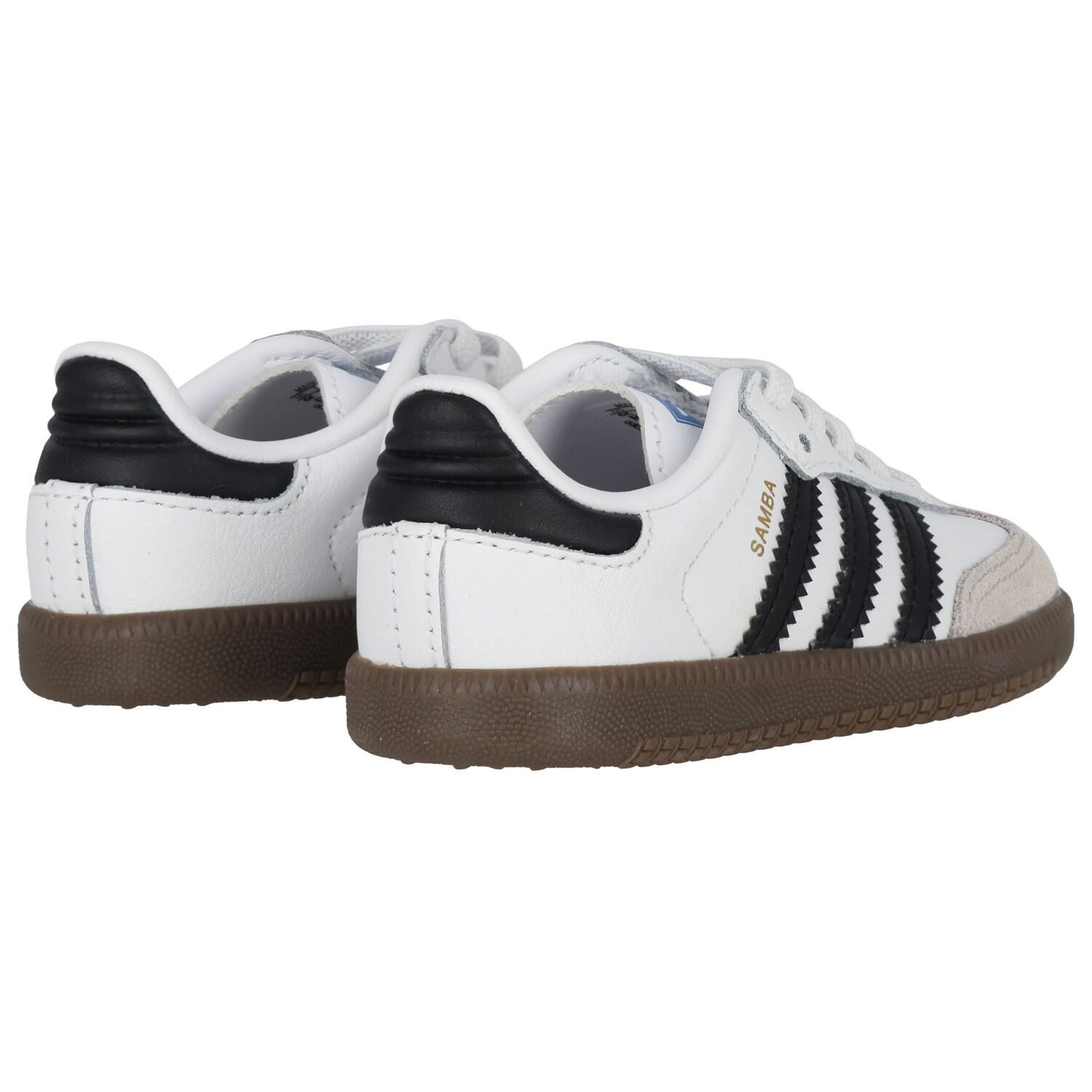 Younger White & Black Logo Samba Trainers, 1, hi-res