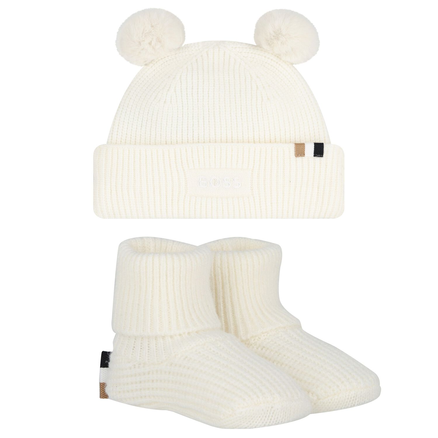 Ivory Baby Hat & Booties Gift Set, 1, hi-res