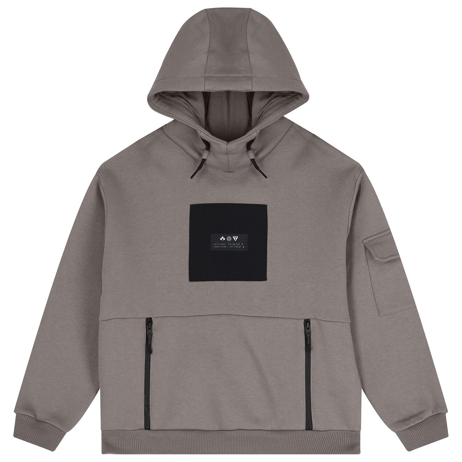 Boys Beige & Black Hooded Top, 2, hi-res