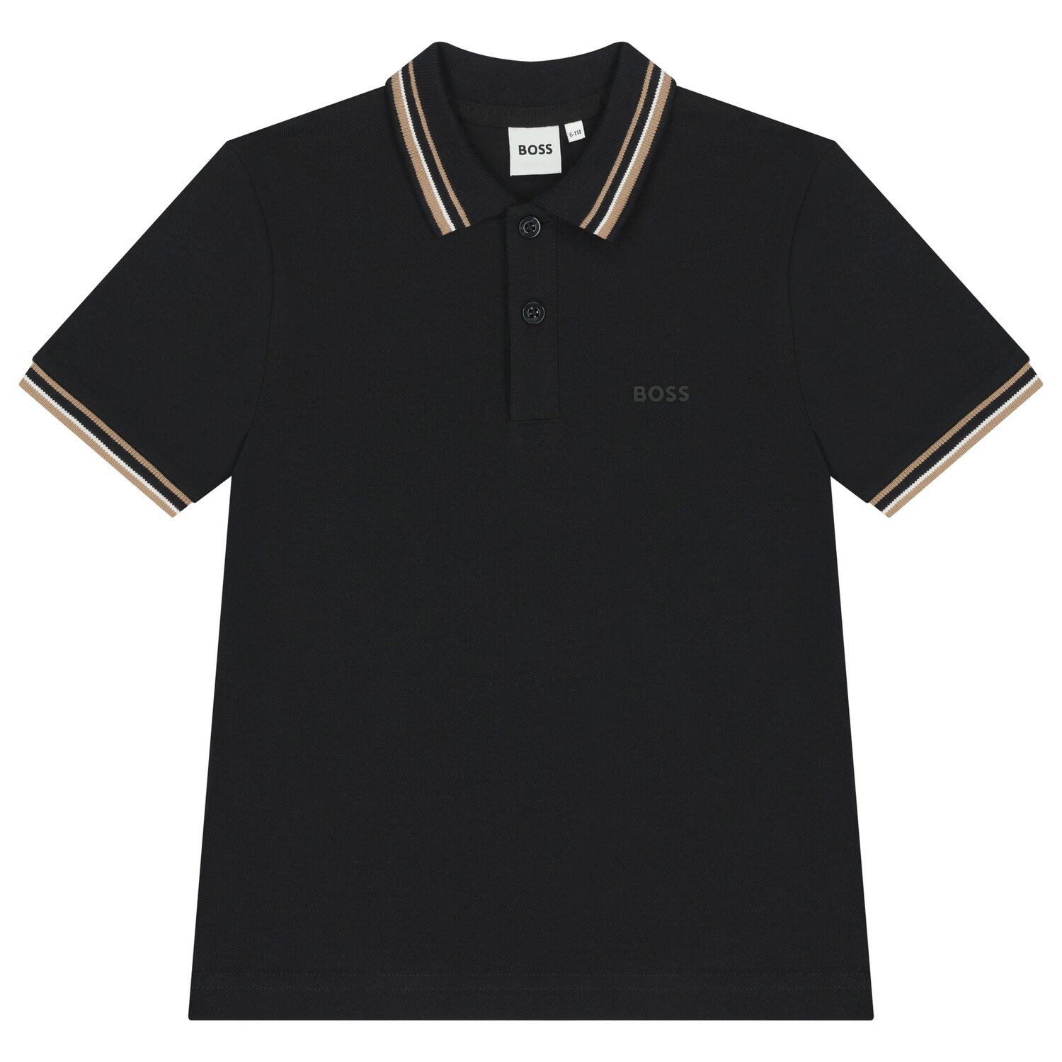 Boys Black Logo Polo Shirt, 2, hi-res