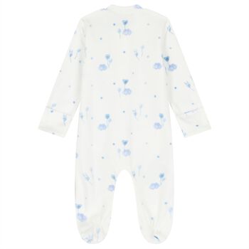 Baby Boys Ivory & Blue Balloon Babygrow