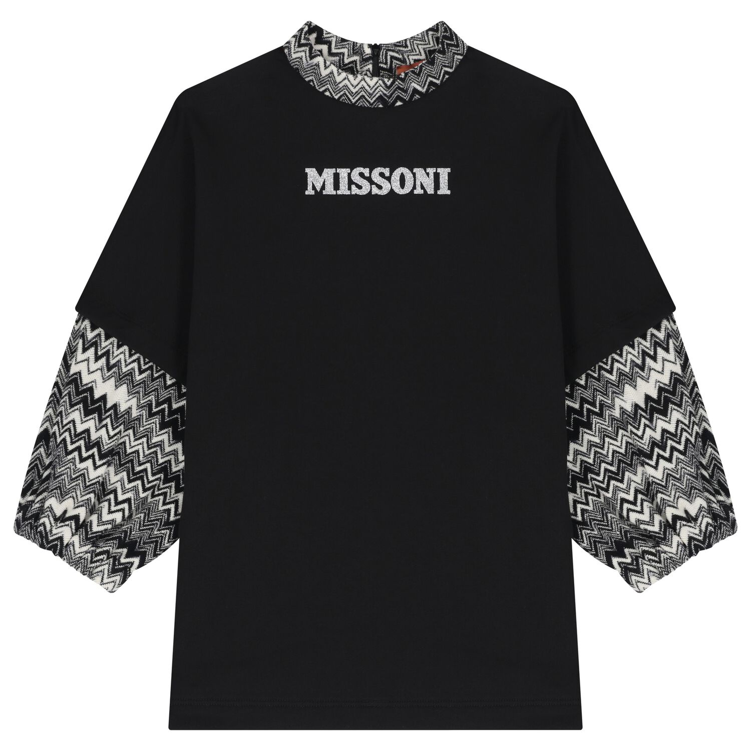 Girls Black Logo Zig Zag Dress, 1, hi-res