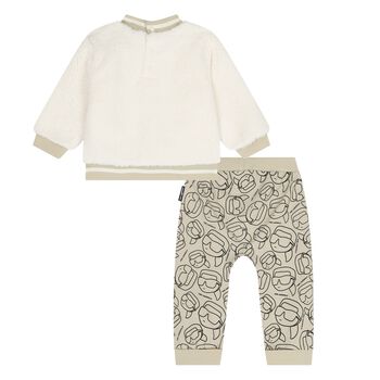 Younger Boys Ivory & Beige Ikonik Karl Tracksuit 