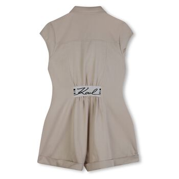 Girls Beige Logo Playsuit