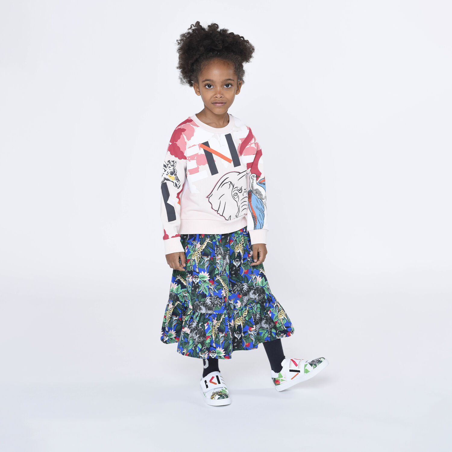 سويت شيرت بالشعار باللون الوردى للبنات, 1, hi-res