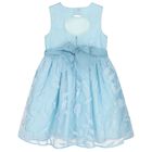 Girls Blue Cut-Out flowers Dress, 2, hi-res