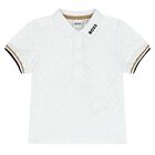 طقم شورت أولاد بالشعار باللون الأبيض والبيج, 1, hi-res