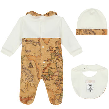 Ivory & Beige Geo Map Babygrow Set