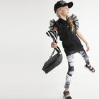 فستان هودي بالشعار باللون الأسود للعيد, 1, hi-res