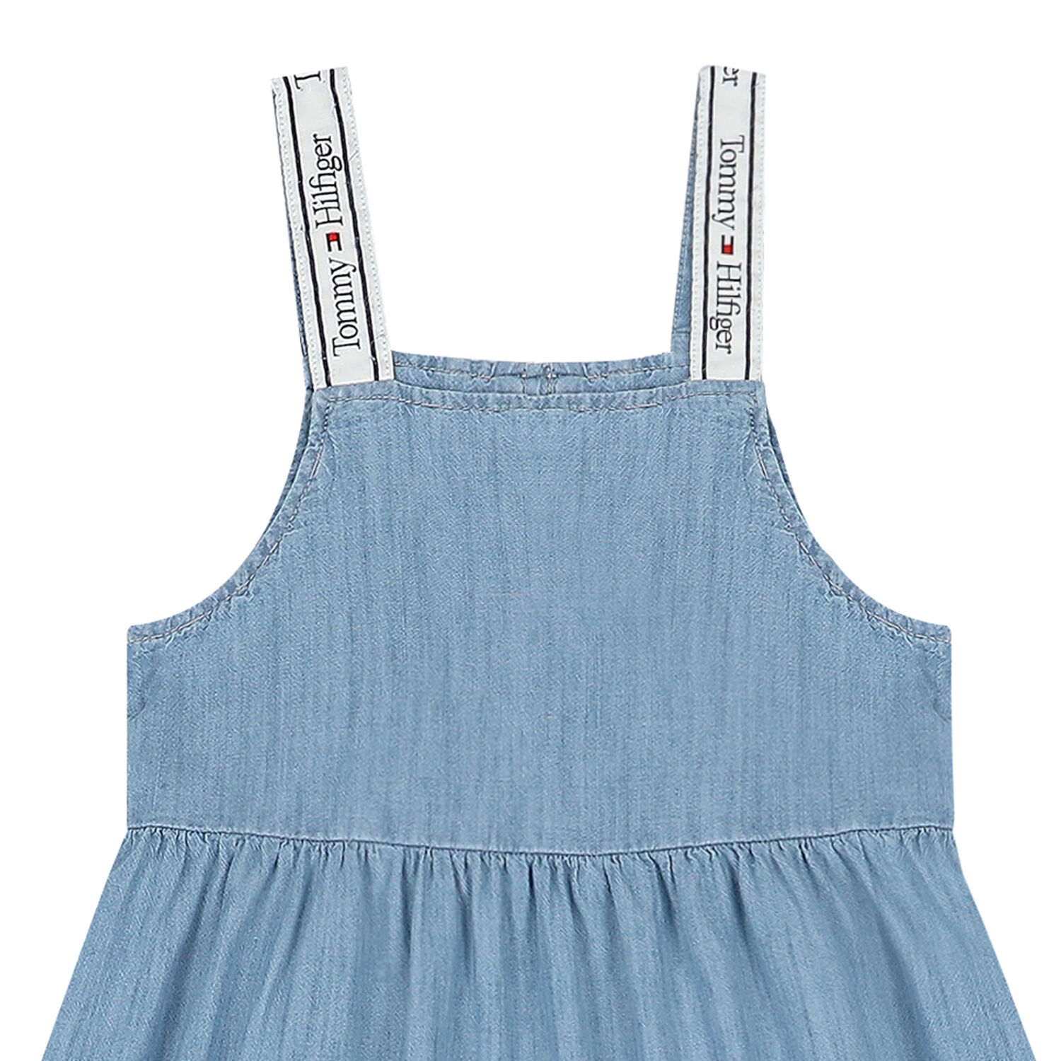 Girls Blue Logo Denim Dress, 1, hi-res