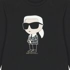 Girls Black Ikonik Karl Long Sleeve Top, 1, hi-res