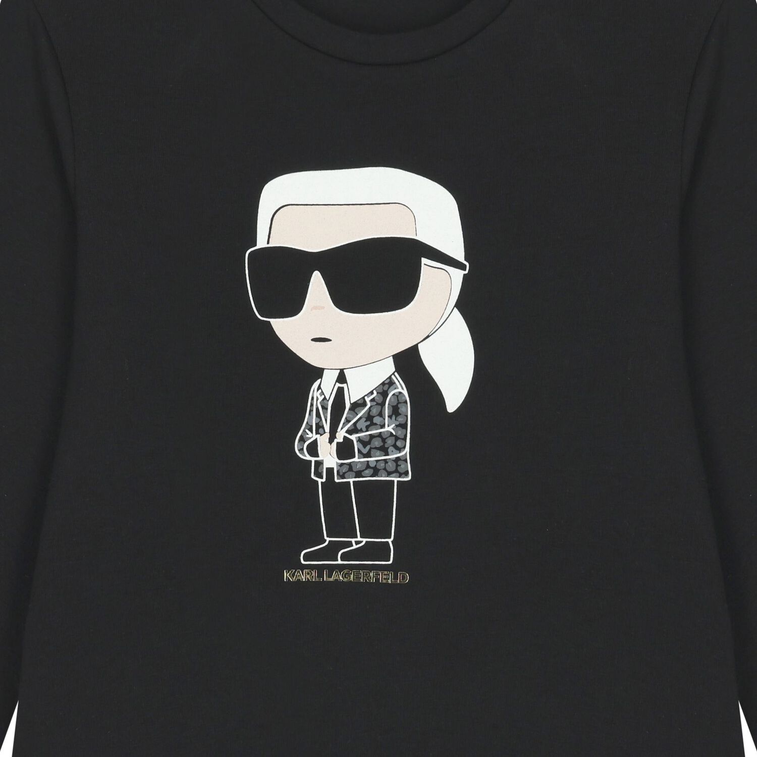 Girls Black Ikonik Karl Long Sleeve Top, 1, hi-res