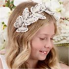 Girls White & Silver Butterfly Headband, 1, hi-res