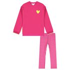 Girls Pink Gingham Leggings Set, 1, hi-res