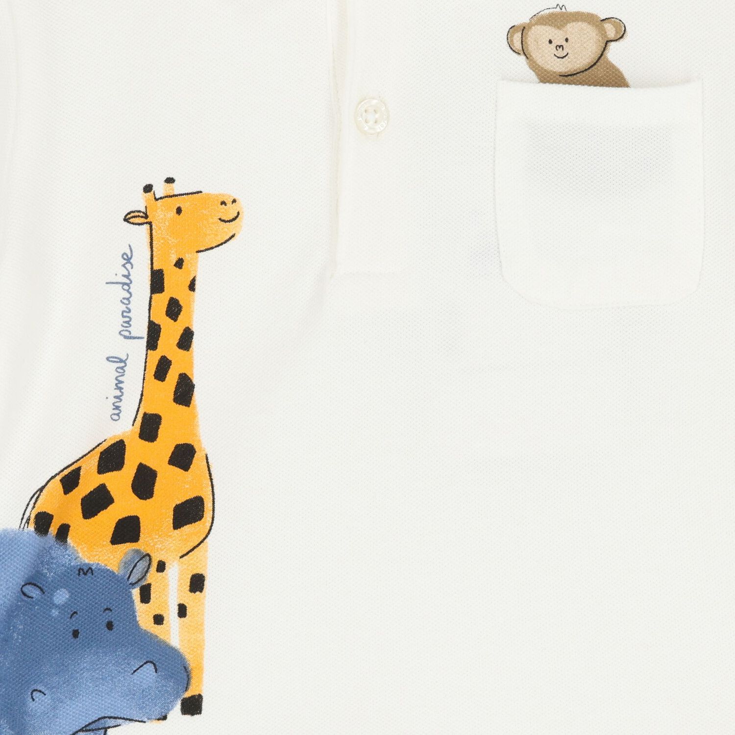Younger Boys Ivory Animals Polo Shirt, 1, hi-res