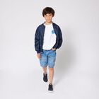 Boys Navy Blue Logo Trainers, 1, hi-res
