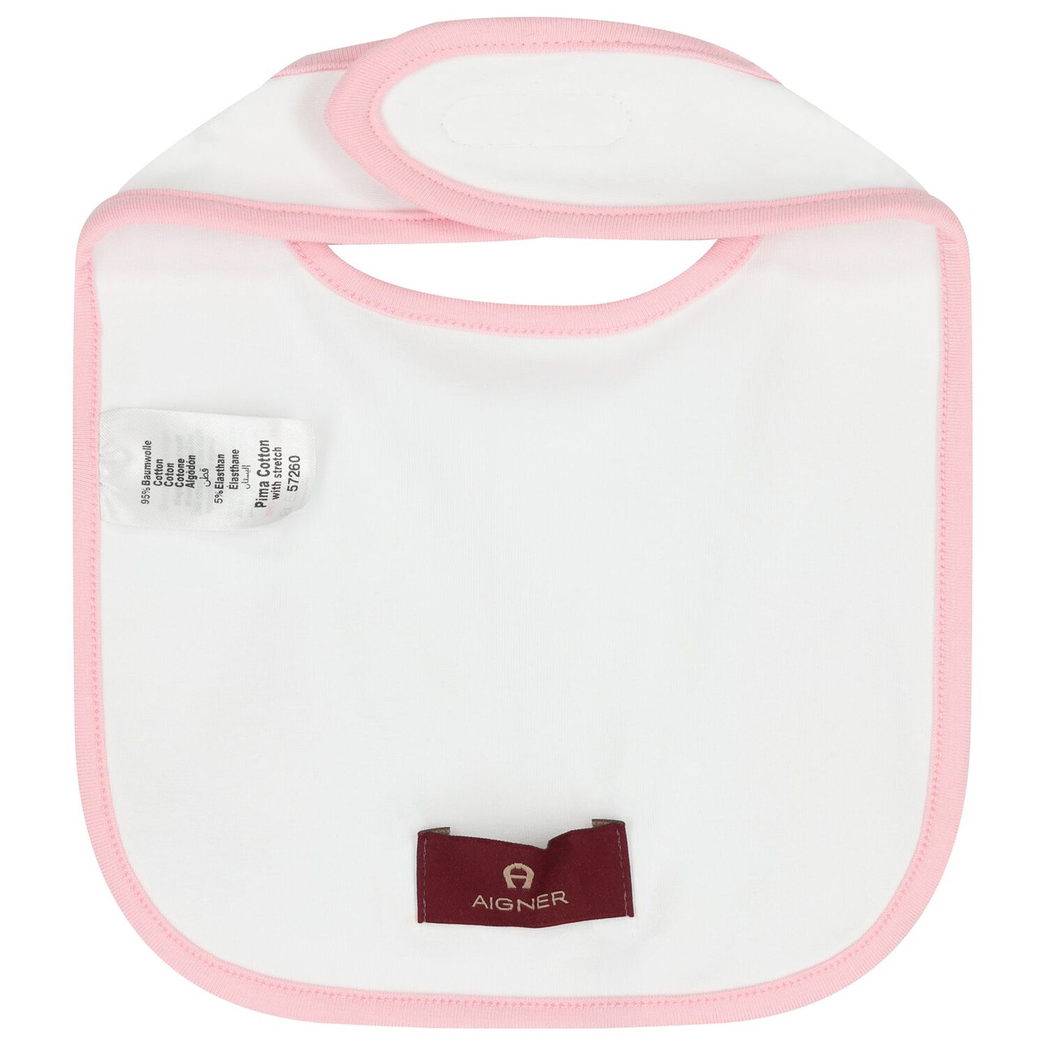 Baby Girls White & Pink Teddy Bear Logo Bib, 3, hi-res