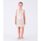 Girls Ivory & Gold Organza Jacquard Dress, 1, hi-res
