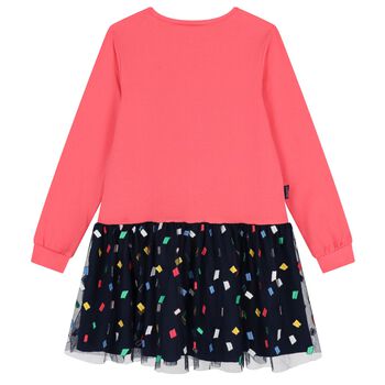 Girls Pink & Navy Blue Tulle Dress