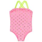 Younger Girls Pink Shell Swimsuit, 1, hi-res