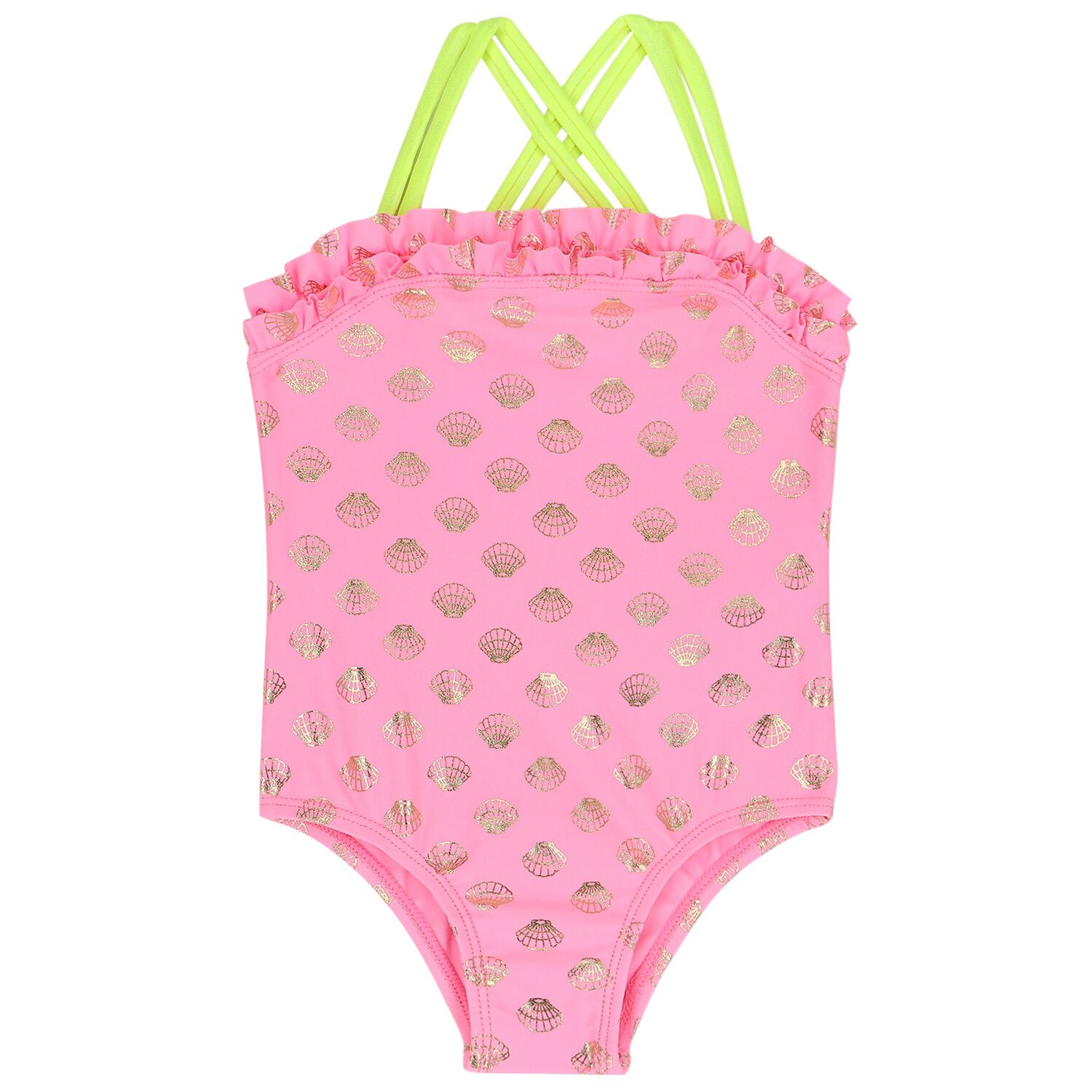 Younger Girls Pink Shell Swimsuit, 1, hi-res image number null