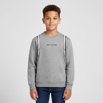 Boys Grey Logo Backpack Sweatshirt