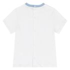 Baby Boys White & Blue Teddy Bear Shorts Set, 1, hi-res