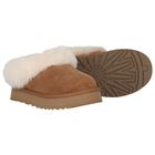 Girls Chestnut Brown Tazzelle Suede Mules, 1, hi-res