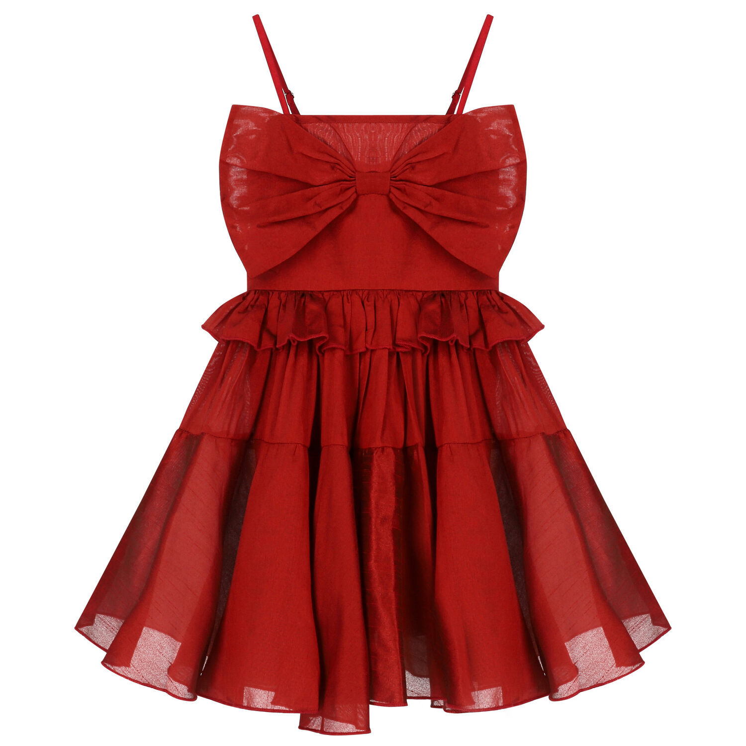 Girls Red Bow Dress, 1, hi-res
