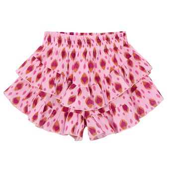 Girls Pink Heart Ruffled Shorts
