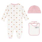 Baby Girls White & Pink Polo Bear Babygrow Gift Set, 1, hi-res