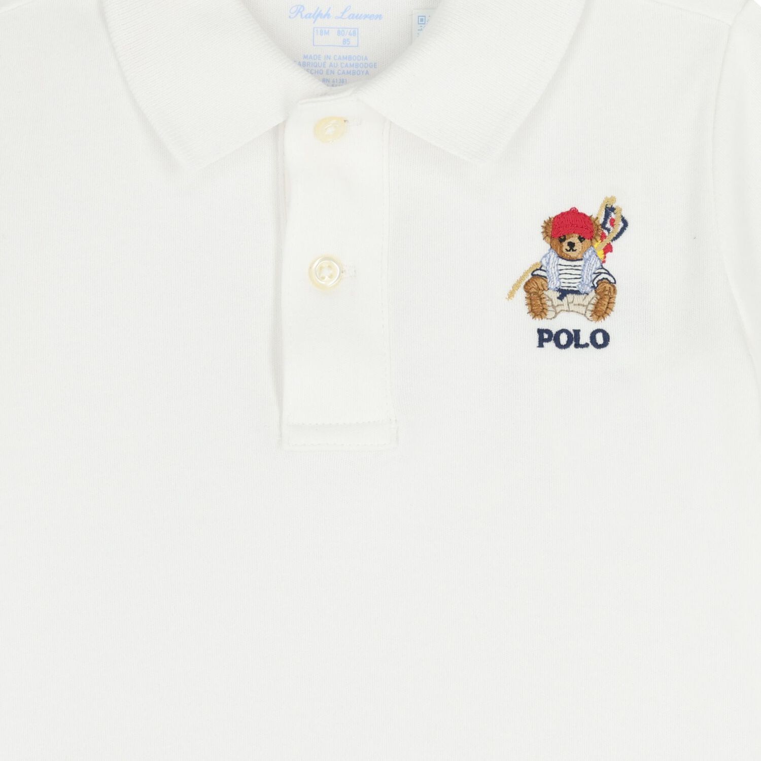 Baby Boys White and Red Logo Short Set, 1, hi-res