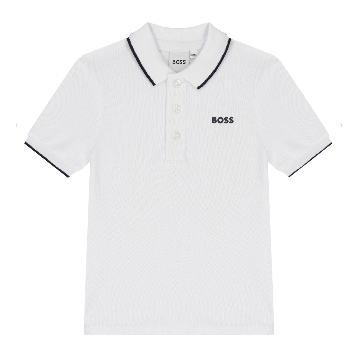 Younger Boys White Logo Polo Shirt, 2, hi-res