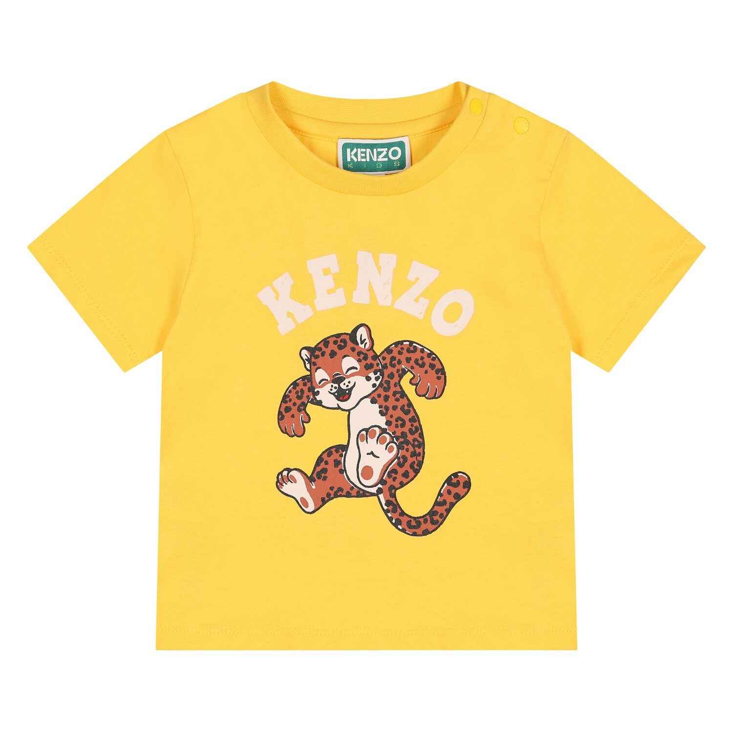 Younger Boys Yellow Leopard Logo T-Shirt, 1, hi-res