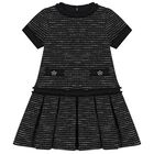 Girls Black Tweed Dress, 1, hi-res