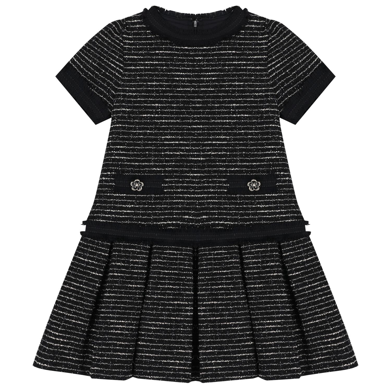 Girls Black Tweed Dress, 1, hi-res