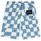 Boys Blue & White Checkerboard Swim Shorts , 1, hi-res