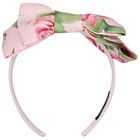 Girls Pink Bow Floral Headband, 2, hi-res
